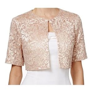 Calvin Klein Blush Cropped Lace Jacket